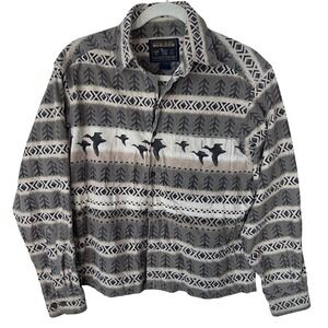 Woolrich Long Sleeve Button Down Flannel Aztec Duck Print Hunting shirt Large